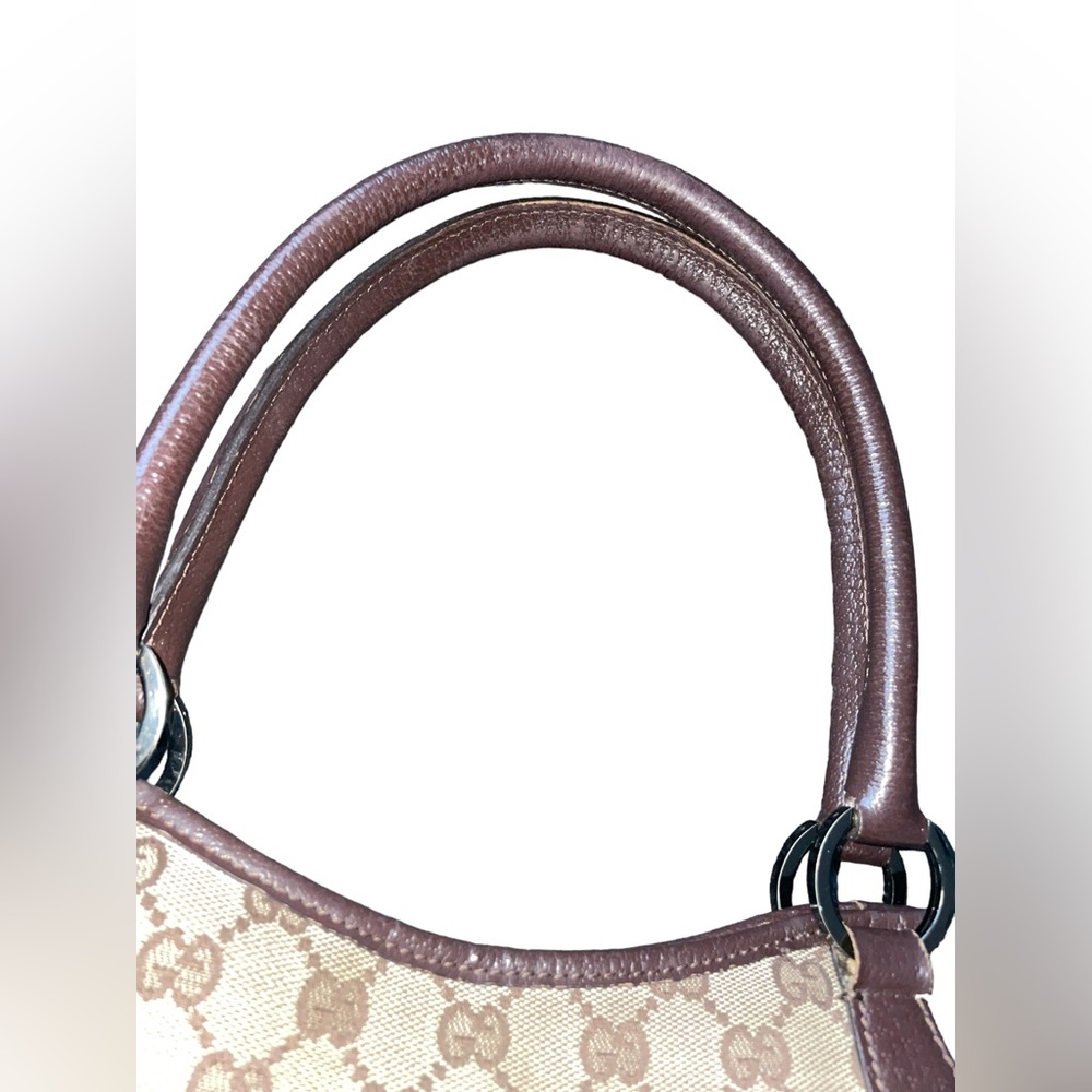 Authentic Gucci Vintage GG Monogram Brown Logo Shoulder Bag Tote EUC! - Picture 12 of 16
